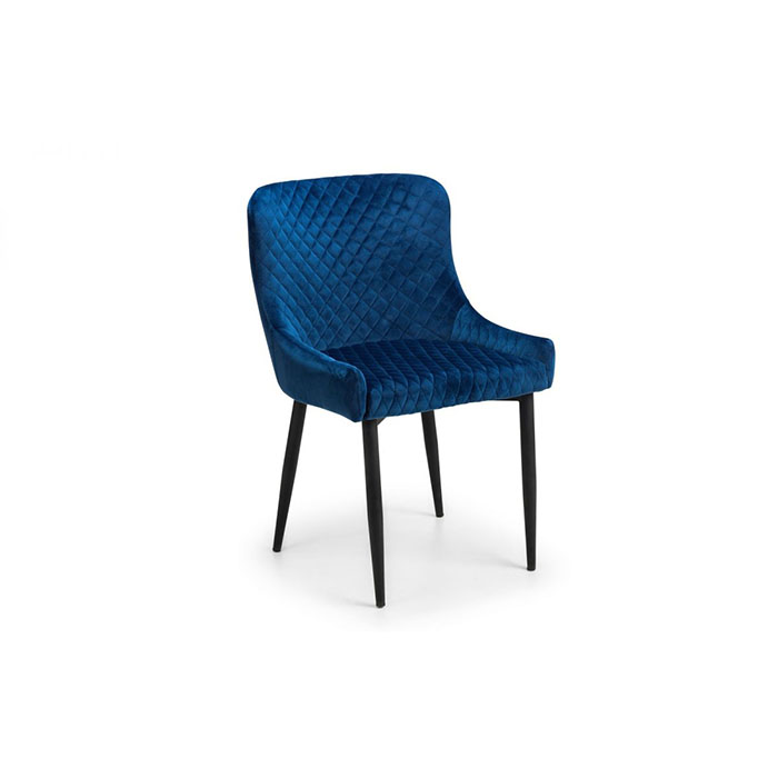 Luxe Velvet Dining Chair In Blue & Black